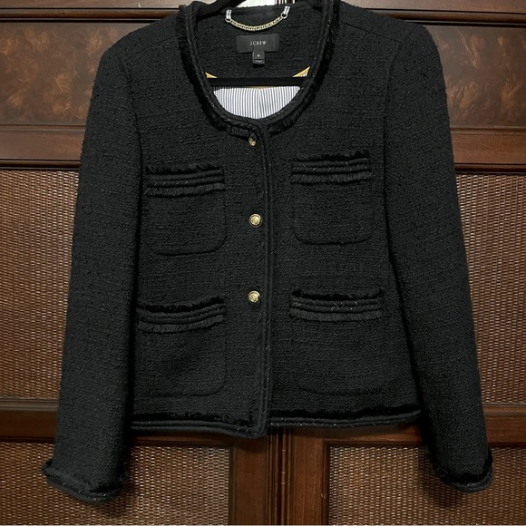 J. Crew Black Buckle Lady Blazer Size 10 Academia Work Office Chic Elegant Fall‎ - Picture 9 of 15